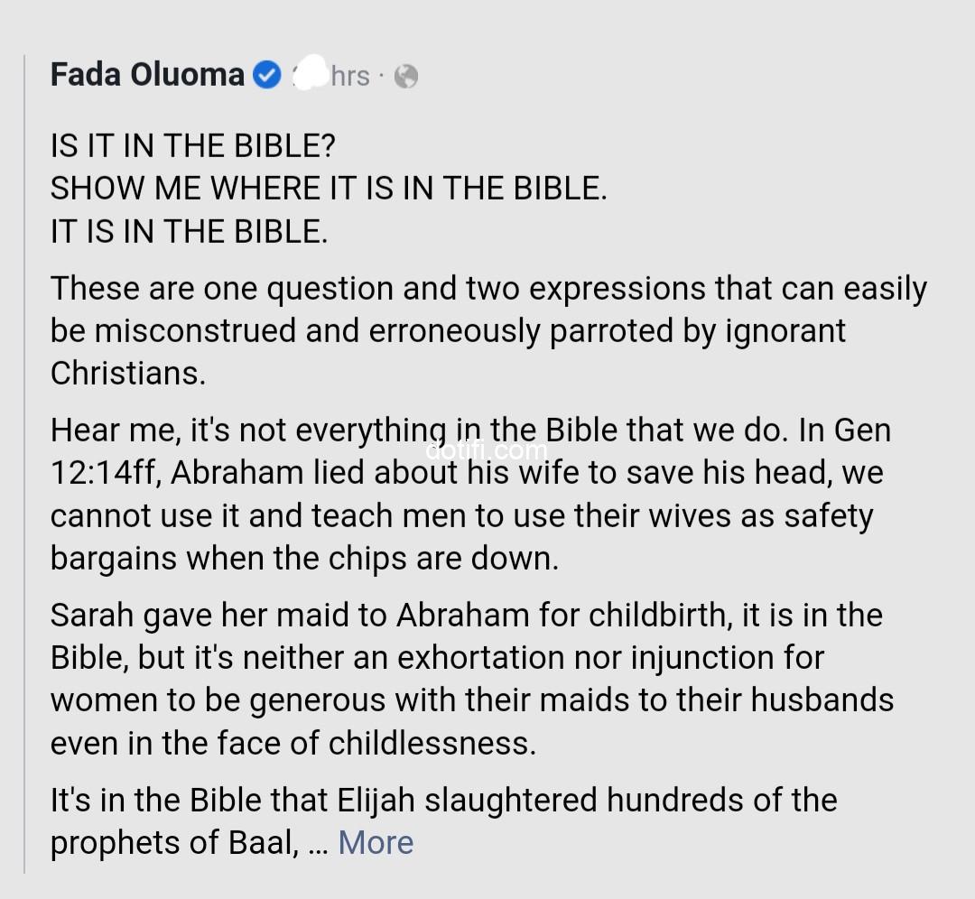 OBook.ng on X – Show me Polygamy in the Bible – Reno Omokri Argues With Bishop on X